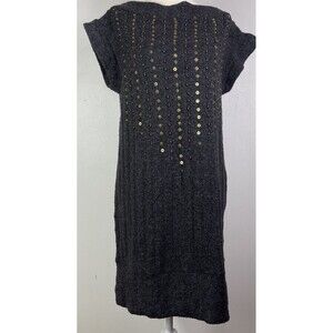 Vtg Y2K Wool Blend SWEATER DRESS L Short Sleeve Sequins Beaded Fairygrunge Regal